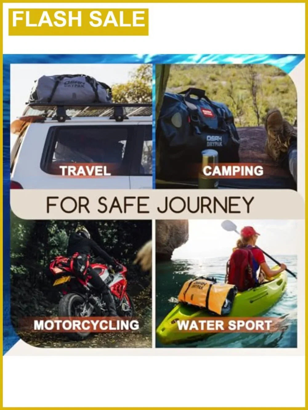 Waterproof PVC Duffel Bag Motorcycle Dry Bag Tail Bag Large Storage for Camping